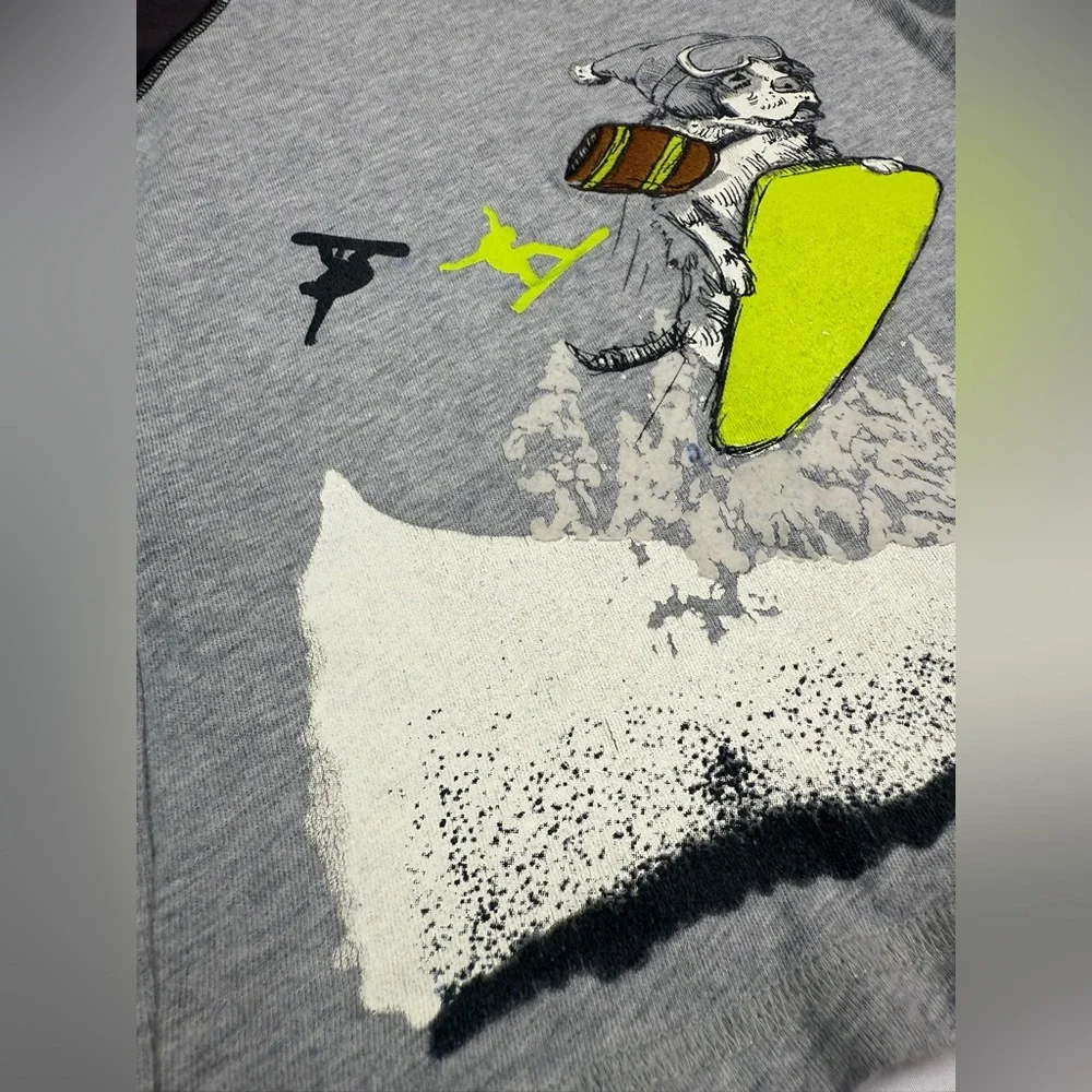 GYMBOREE Toddler Long Sleeve Raglan Graphic Tee 3T Snowboard Dog Winter Outdoor‎